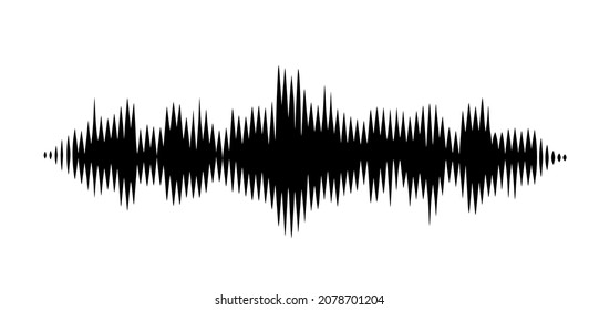 Vector sound wave. Abstract music pulse background. Audio track wave graph of frequency and spectrum isolated on black background.