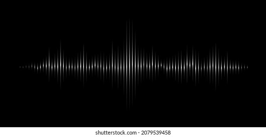 Vector sound wave. Abstract music pulse background. Audio track wave graph of frequency and spectrum isolated on black background.