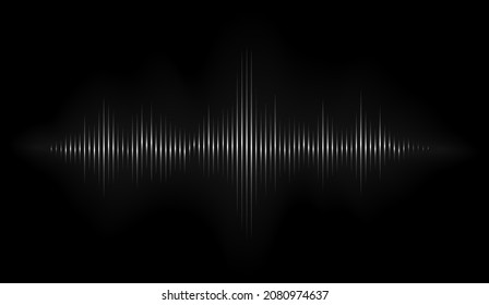 Vector sound wave. Abstract music pulse background. Audio track wave graph of frequency and spectrum isolated on black background.
