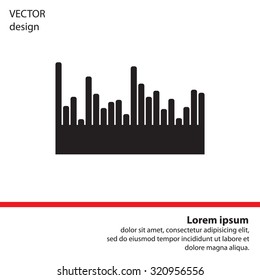 Vector sound wave. Audio equalizer technology, pulse musical. Vector illustration