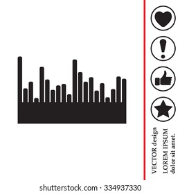 Vector sound wave. Audio equalizer technology, pulse musical. Vector illustration