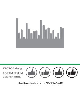 Vector sound wave. Audio equalizer technology, pulse musical. Vector illustration
