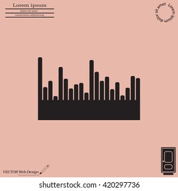 Vector sound wave. Audio equalizer technology, pulse musical. Vector illustration