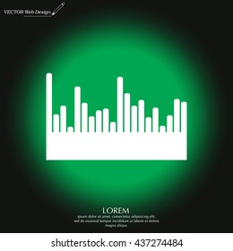 Vector sound wave. Audio equalizer technology, pulse musical. Vector illustration