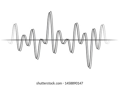 Vector sound wave. Audio Player. Audio equalizer technology, pulse musical.  Black digital radio musical wave. Audio soundtrack shapes.