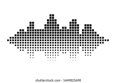 Vector sound wave. Black digital radio musical wave. Audio soundtrack shapes.
