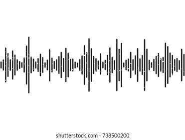 Vector sound wave. Black and white dynamic visual effect. Vector illustration.