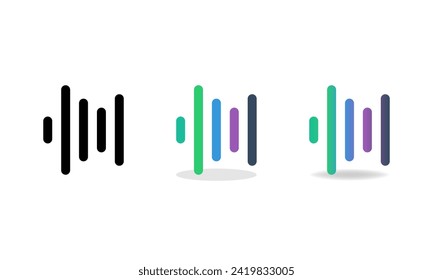 Conjunto de iconos de onda de sonido del vector. Símbolos de ondas de sonido en estilo plano y degradado. EPS vectorial 10