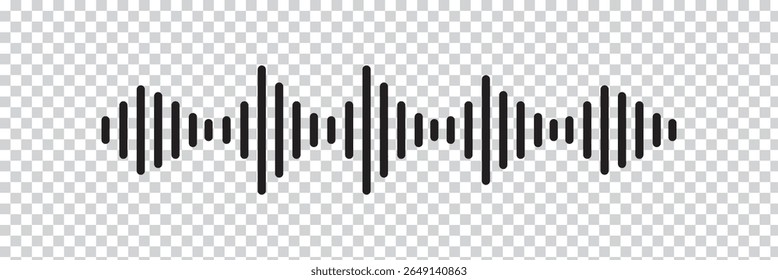  Vector sound wave icon. Set of radio Wave icon. Monochrome simple sound wave on transparent background. vector illustrator
