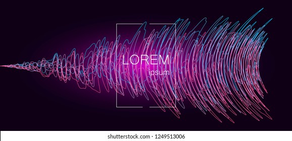 Vector sound wave oscillating. Abstract digital equalizer.