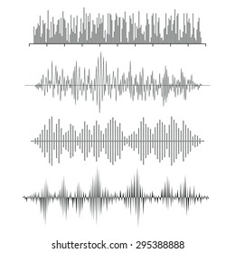 Vector Sound Waveforms. Audio equalizer technology, pulse musical. Vector illustration