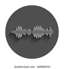Vector sound waveforms icon. Sound waves and musical pulse vector illustration with long shadow.