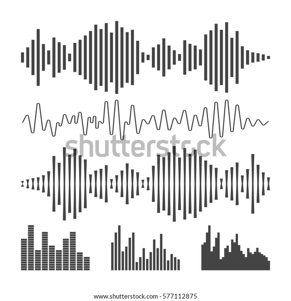ベクターサウンド波形アイコン 白い背景に音波と音楽のパルスベクターイラスト のベクター画像素材 ロイヤリティフリー