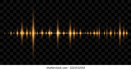 Vector sound waves. Abstract music pulse background. Waveform frequency and spectrum audio track on a transparent background.