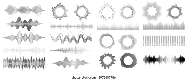 Vector sound waves. Audio equalizer technology, pulse musical. Vector illustration