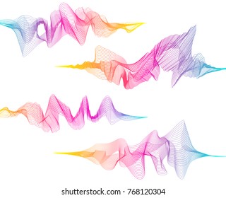 Vector sound waves. Audio Player. Audio equalizer technology, pulse musical. Vector illustration