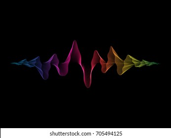 Ondas sonoras vetoriais fluxo dinâmico de luz colorida no fundo para fundo conceito de música fundo.