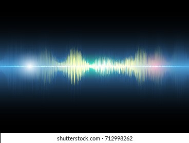 Vector Sound waves oscillating glow light