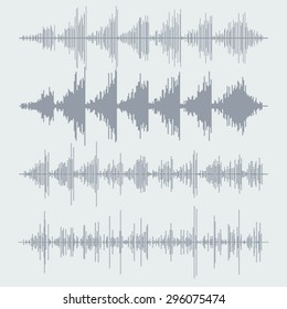 Vector sound waves set. Audio equalizer technology, pulse musical. Vector illustration
