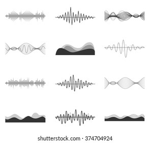 Vector sound waves set. Audio Player. Audio equalizer technology, pulse musical. Vector illustration.