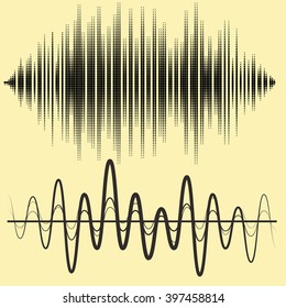 Vector sound waves set. Audio equalizer technology, pulse musical. Vector illustration of music pattern and texture