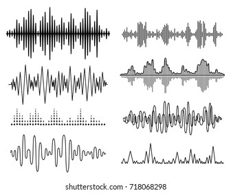 Vector sound waves set. Audio Player. Audio equalizer technology, pulse musical. Vector illustration