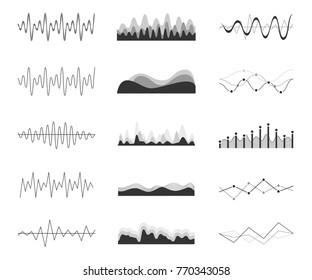 Vector sound waves set. Audio Player. Audio equalizer technology, pulse musical. Vector illustration.