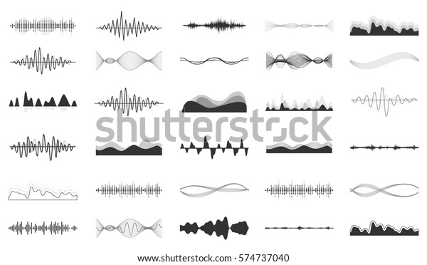 Vector sound waves set.\
Audio Player. Audio equalizer technology, pulse musical. Vector\
illustration.