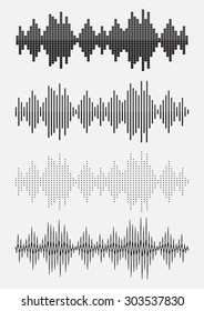Vector sound waves set. Sound equalizer graphic set. Vector illustration