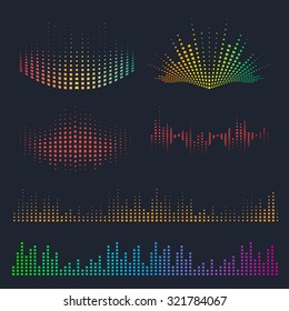 Vector sound waves set. Music colorful elements for your design.