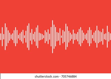 Vector Sound waves. Simple white lines on orange background. Equalizer dynamic visual effect. Vector illustration.