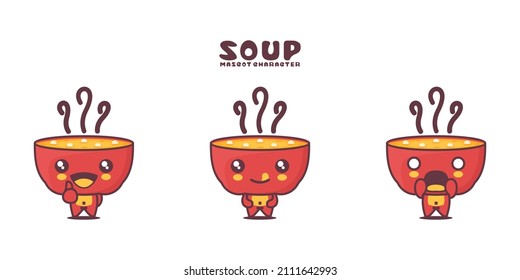 vector soups cartoon illustration, with different expressions, isolated on a white background.