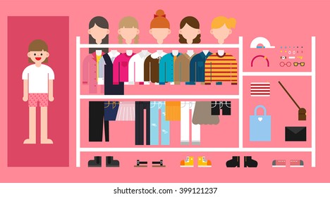 The vector source that can replace the clothes and accessories