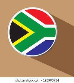 Vector -  South Africa Flag Button Icon with long shadow
