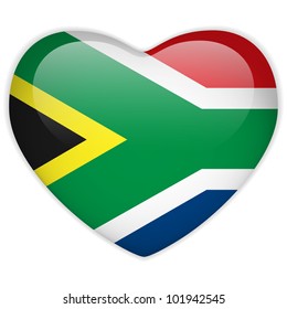 Vector - South Africa Flag Heart Glossy Button