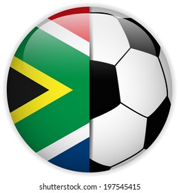 Vector - South Africa Flag with Soccer Ball Background