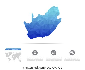 Vector South Africa map blue polygon triangle mosaic for presentation. Creative concept for infographic.