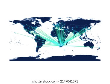 Mapa vectorial de Sudáfrica sobre fondo blanco adecuado para la tecnología, la innovación o los conceptos de exportación. El archivo es adecuado para la edición digital y las impresiones de gran tamaño.