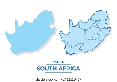 Vector South Africa map set simple flat and outline style illustration