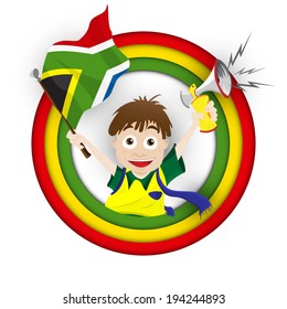 Vector - South Africa Soccer Fan Flag Cartoon