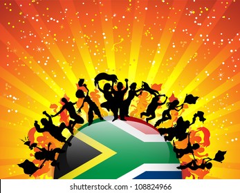 Vector - South Africa Sport Fan Crowd with Flag