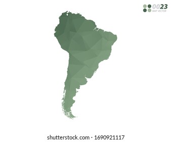 Vector of South America map green polygon triangle mosaic with white background. style gradient.