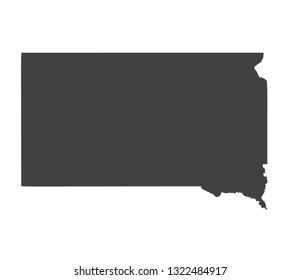 Vector South Dakota Map silhouette. Isolated vector Illustration. Black on White background.