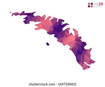 Vector of South Georgia map colorful polygon red triangle mosaic with white background. style gradient.