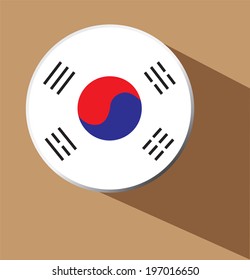 Vector - South Korea flag button icon with long shadow