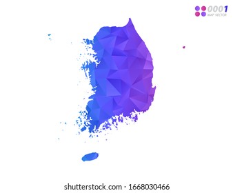 Vector de Corea del Sur cartografiar mosaico de triángulo de polígono colorido con fondo blanco. degradado de estilo.