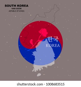 Vector South Korea Map, Korean Hangul, Graphic Poster, South Korea Traditional Background, Asian Culture Elements