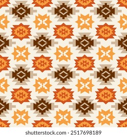 Vector Southwestern Aztec Seamless Pattern. Navajo Tribal Decorative Repeat Background. Native American Ethnic Illustration