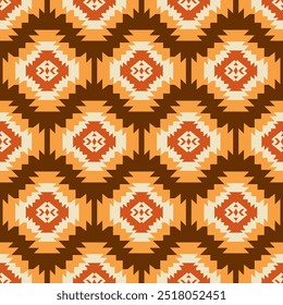 Vector Southwestern Aztec Seamless Pattern. Navajo Tribal Decorative Repeat Background. Native American Ethnic Illustration