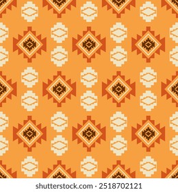Vector Southwestern Aztec Seamless Pattern. Navajo Tribal Decorative Repeat Background. Native American Ethnic Illustration